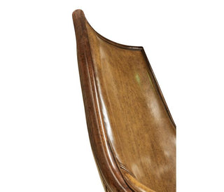 Jonathan Charles Desk Chair Edwardian High Back - Antique Chestnut Leather