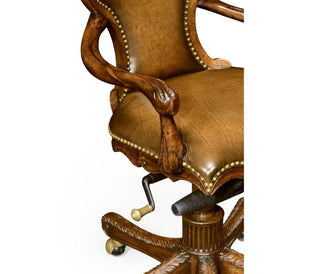 Jonathan Charles Office Chair Georgian in Chestnut Leather