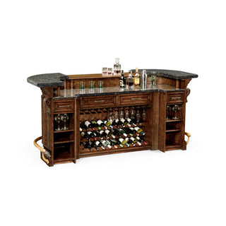 Jonathan Charles 003187-AA COMPLETE LINENFOLD TUDOR OAK HOME BAR