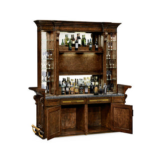 Jonathan Charles 003187-AA COMPLETE LINENFOLD TUDOR OAK HOME BAR