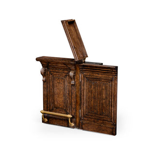 Jonathan Charles 003187-AA COMPLETE LINENFOLD TUDOR OAK HOME BAR