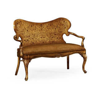Jonathan Charles Seaweed Marquetry Leather Loveseat