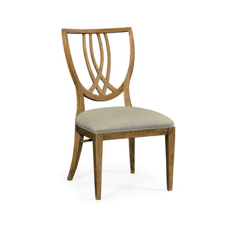 Shield Back Side Chair - Oak Finish, COM Upholstery