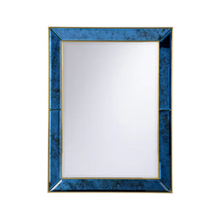 Felix Mirror – 40.5x30.5 Inch Blue Antique Mirror with Brass Frame