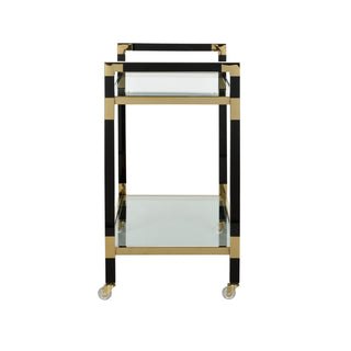 Acrylic Bar Cart – Black and Brass Finish for Modern Elegance