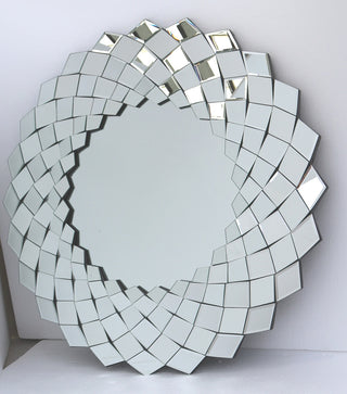 Contemporary Round Star Burst Mirror - 39" Silver Wood Frame - Home Decor