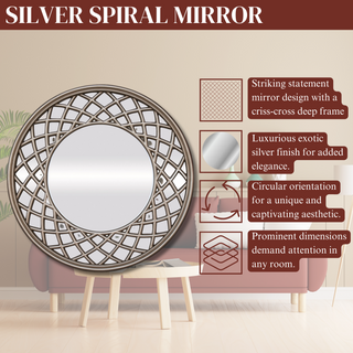 Silver Spiral Wall Mirror - Modern Reflection with a Twist for Stylish Home Decor