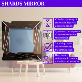 Shards Mirror - Symmetrical Colored Mirror- Distinctive Design- Round Wall Decor