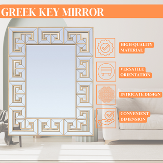 Greek Key Mirror - Small Multi Mirror with Gold Molding, Hand-Carved Profile