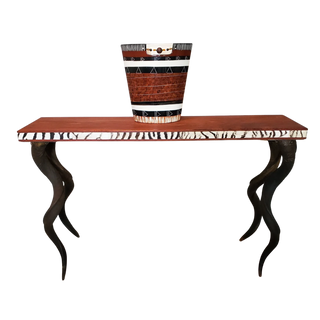 Kudu Horn leg side table with Mozambique Kiaat top