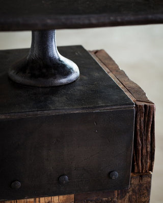 Anvil End Table with Burnt Wax Finish - Rustic Charm and Sturdy Construction for Living Room, Bedroom, or Entryway Décor