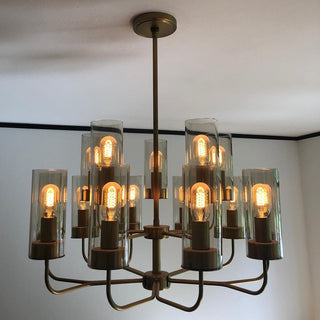 Hammond Chandelier - Contemporary Tiered Design with Antique Brass and Smoke Glass