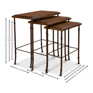 Croc Leather Nesting Tables, Set/3 [25953]