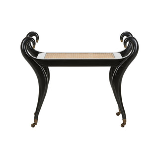 Swan Vanity Bench – Sophisticated Black Finish with Elegant Design