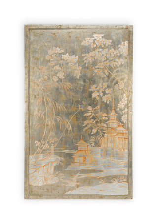 Chinoiserie Panel - Hand-Painted Wood Design, 64" x 40.25"