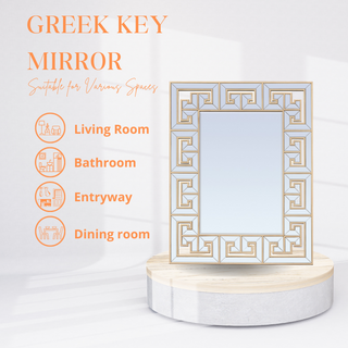 Greek Key Mirror - Small Multi Mirror with Gold Molding, Hand-Carved Profile