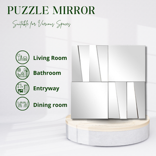 Frameless Puzzle Mirror - Clear, Modern Design with Heavy Plain Frame