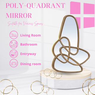 Poly-Quadrant Mirror -Contemporary Elegance with Four Gold-Framed Mirrored Panes