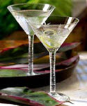 Tommy Bahama Etched Palm Martini Glasses - Set of 2