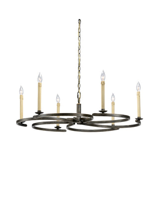 Cabot Lodge Chandelier in Antique Dark Silver – 6-Light Candelabra Chandelier with Chain