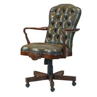 Oxford Office Chair Mahogany with Green Leather