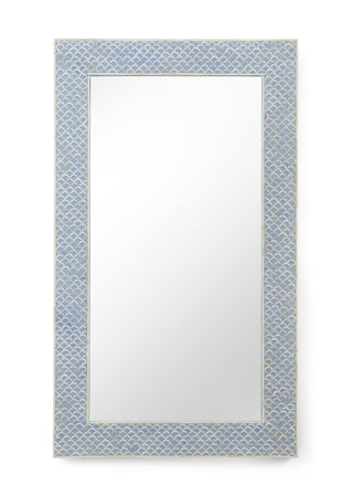 Elgon Mirror – 47.5 Inch Rectangular Accent Mirror with Handcrafted Blue and Cream Bone Inlay