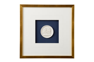 Intaglios on Navy with Gold Leaf Frame - Elegant Wall Art with 8-Ply Mat