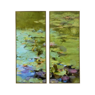 Light on Lily Pond" by Trisha Furguson – Giclee on Canvas in Champagne Wood Frame, 61" x 52