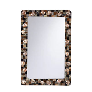 Mariel Mirror – 30x20 Inch Coastal-Inspired Wooden Frame Mirror with Multi-Colored Shell Inlay