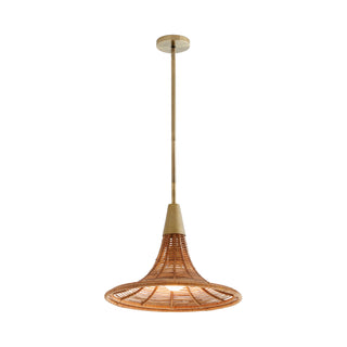 Natural Rattan Nicola Pendant - Elegant Lighting Fixture with Antique Brass Finish - Indoor Use Only