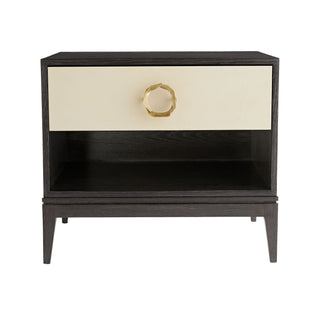 Fitz Side Table - Classic Form with Mixed Materials: Oak, Oak Veneer, and Beige Leather