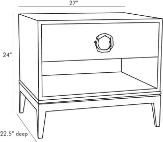 Fitz Side Table - Classic Form with Mixed Materials: Oak, Oak Veneer, and Beige Leather