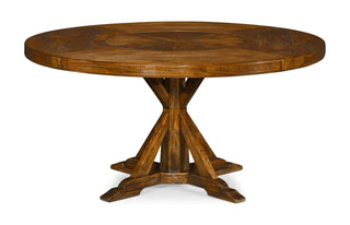 60 Country Walnut Round Dining Table with Inbuilt Lazy Susan