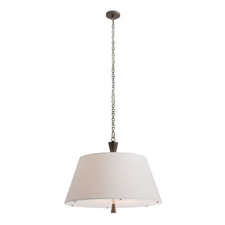 Luzen Pendant - White Linen and English Bronze Two-Light Fixture