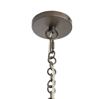 Luzen Pendant - White Linen and English Bronze Two-Light Fixture