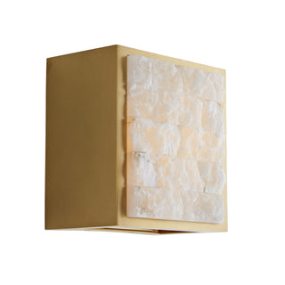 Watercrest Sconce - White Alabaster with Antique Brass Steel