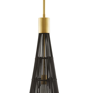 Pesaro Pendant - Modern Statement-Maker with Black Wash Rattan Shade and Antique Brass Accents