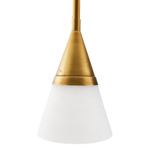 Rai Pendant - Elegant Illuminator with Alabaster Cone Shade and Antique Brass Finish