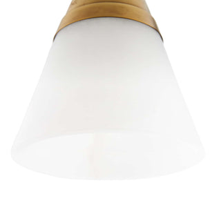 Rai Pendant - Elegant Illuminator with Alabaster Cone Shade and Antique Brass Finish