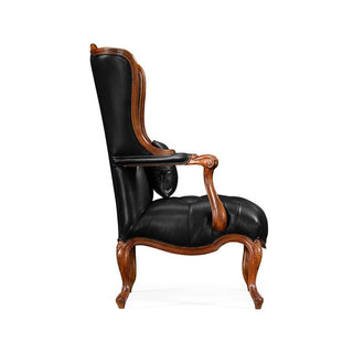 Jonathan Charles Wing Back Chair Monarch - Black Leather