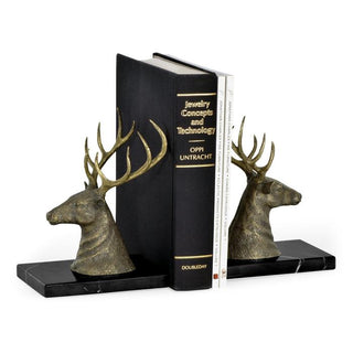 Jonathan Charles Bookends Deer on Marble Base CURATED