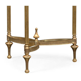 Jonathan Charles Small Round End Table Dark Santos with Brass Legs