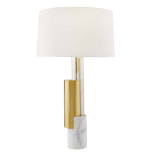 Pepperdine Lamp - Elegant Mix of Champagne Crystal, White Marble, and Antique Brass