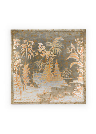 Chinoiserie Panel - Hand-Painted Wood Design, 64" x 40.25"