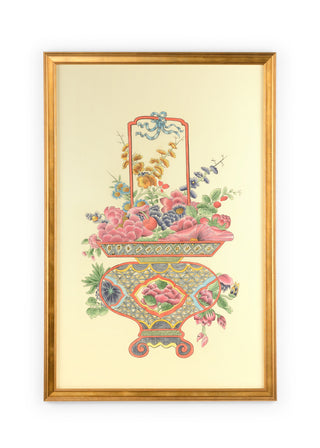 Chinoiserie Basket - Hand-Painted Art by Jamie Merida in Gold Plein Air Frame with Glass