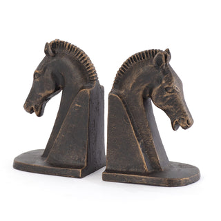 Trojan horse head bookends-bronze