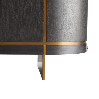 Edmondson Cabinet - Oak Veneer with Sable Finish and Curvilinear Antique Brass Inlay