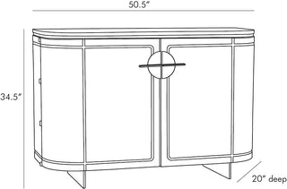 Edmondson Cabinet - Oak Veneer with Sable Finish and Curvilinear Antique Brass Inlay