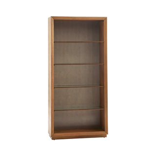 Montana Bookcase - Modern Design with Satin Walnut Finish and Vintage Brass Trim