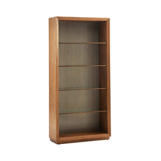 Montana Bookcase - Modern Design with Satin Walnut Finish and Vintage Brass Trim